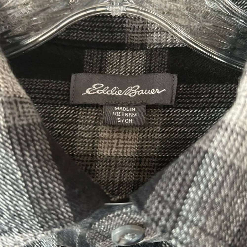 NEW Eddie Bauer Black And White Flannel Shirt